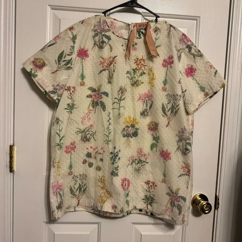 N°21 Numero Ventuno Womens Floral Print Blouse Sz 8-10 M Alessandro Dell’Acqua - Picture 1 of 10